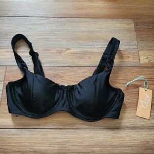 Kona Sol Bikini Top Womens L Black Underwire NEW